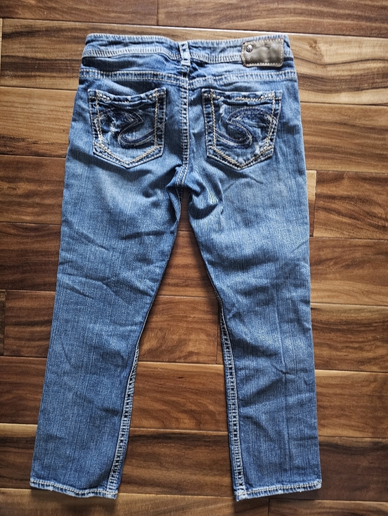 Silver Jeans Pants - Silver Women's Blue Distressed Capri